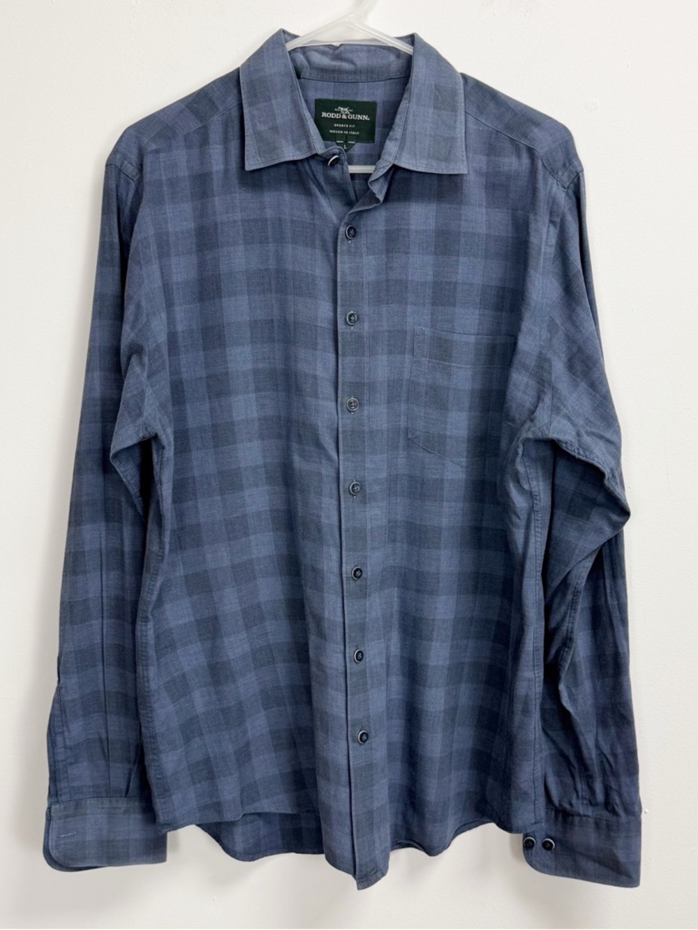 Rodd & Gunn Shirt Mens Large Blue Plaid Long Sleeve Shirt Button Up Sports Fit